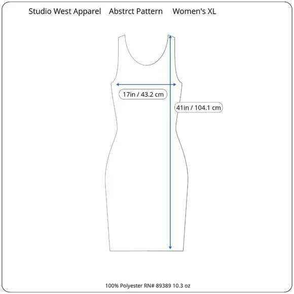 Studio West Apparel Sleeveless Maxi Dress Abstract Pattern Brown Blue Size XL - Picture 5 of 5